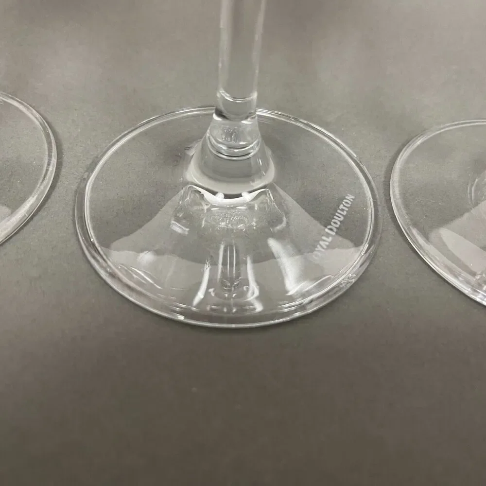 Royal Doulton Cystal Party Wine Glass Glasses‎ Squares Etched Lines Clear - 3